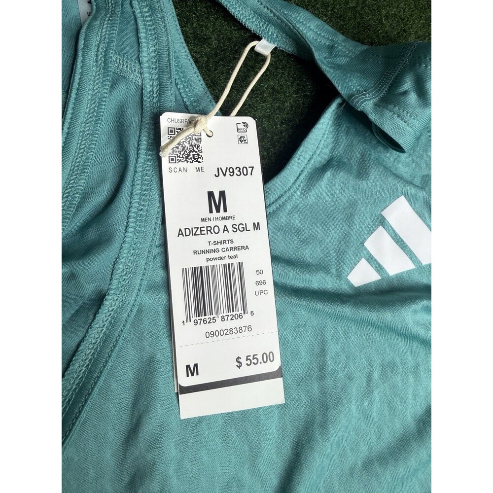 Sz M adidas Adizero Archive Running Singlet Teal JV9307 Men’s - Picture 4 of 5